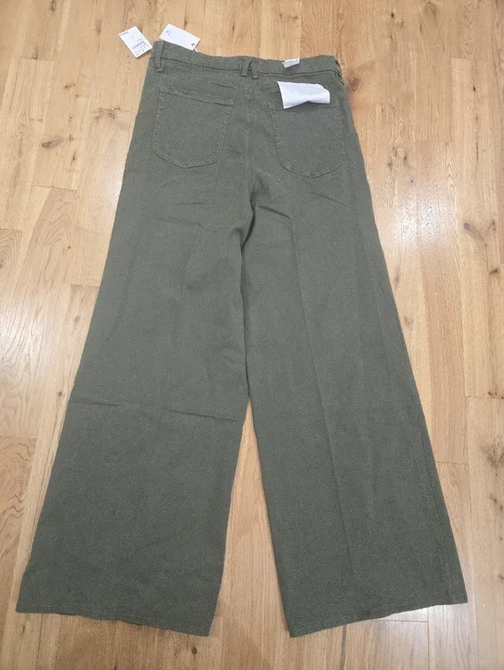 Good American Good Waist Palazzo Bell Bottom Jeans - Green Size 16 - Picture 3 of 5